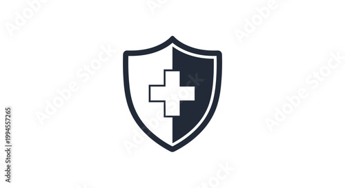 Medical shield symbol representing healthcare protection and safety in a minimalistic design