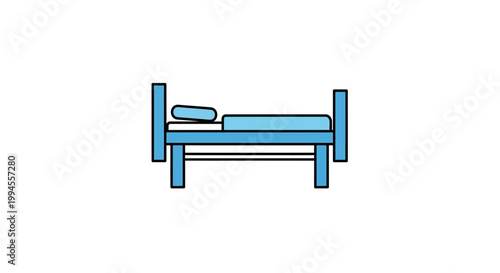 Minimalist Blue Bed Illustration: A Simple and Clean Design for Sleep and Rest