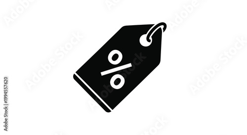 Black silhouette of a price tag with a percent symbol inside