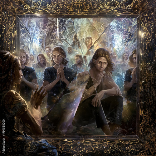 Fragments of the Self — A Surreal Reflection Through Crystal Mirrors