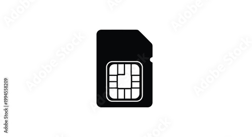 Simple black and white illustration of a micro sd card with a cutout