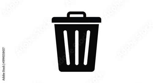 Simple black and white illustration of a closed trash receptacle
