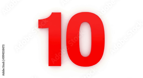 Red Number Ten Isolated on a White Background: A Simple Visual Representation