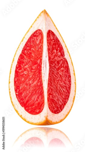 Fresh cut grapefruit on white background.