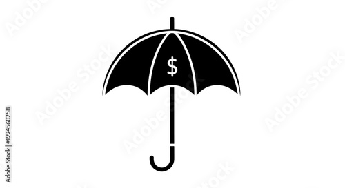 Financial Protection Umbrella with Dollar Sign Symbol