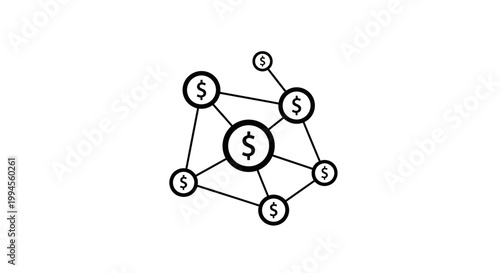 Financial Network Diagram with Dollar Symbols