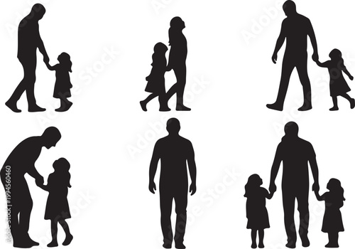 Father and daughter walking hand-in-hand, showcasing a loving parent-child relationship and connection.