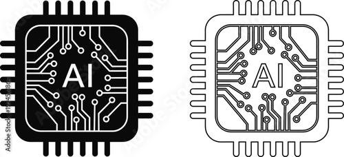 Ai microchip silhouettes a technological illustration of integrated circuits and artificial intelligence
