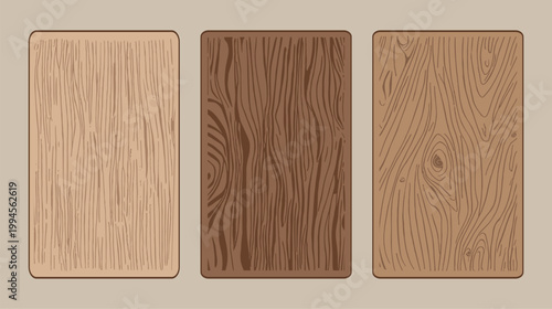 Set Vector Wood Textures – Cream, Medium Brown, Dark Brown, Natural, Grained, Abstract Illustration Vector Editable Pack
