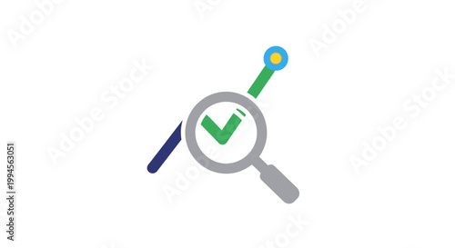 Iconic representation of confirmation, inspection, and the successful completion of a task