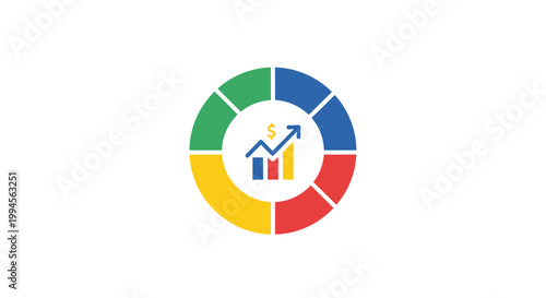 A Circular Financial Growth Concept Depicted with Colorful Segments and Graphic Elements