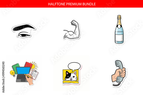 A collection of six different icons