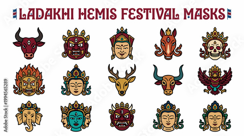 Ladakhi Hemis Festival Masks Collection - Buddhist Deity Icons