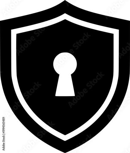 Solid Vector Security Shield with Keyhole - Data Protection Concept
