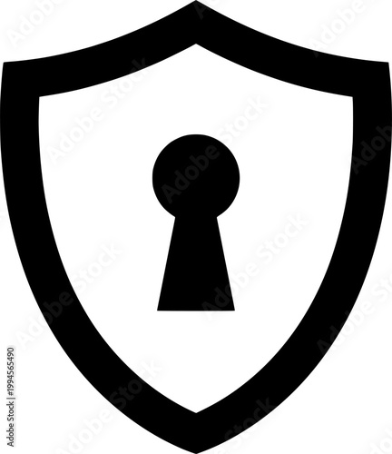 Solid Vector Security Shield with Keyhole - Data Protection Concept
