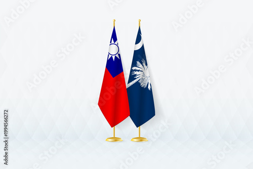 Taiwan and South Carolina Flags Side by Side, Symbol of International Partnership.