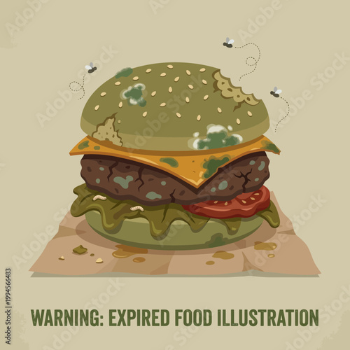 Rotten Burger Illustration for Health and Safety Concepts