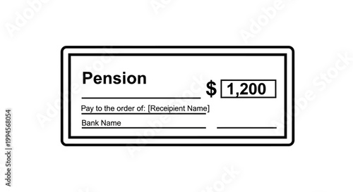 Pension Check Graphic: $1,200 Payment Illustration