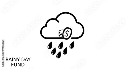 Rainy Day Fund Concept: Coins Falling from Cloud