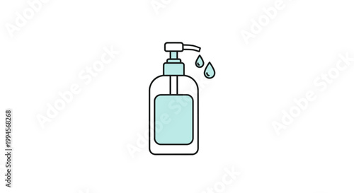 Illustration of a Hand Sanitizer Dispenser with Droplets on a Clean White Background
