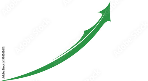 Abstract green arrow symbol rising upwards denoting growth and upward trajectory