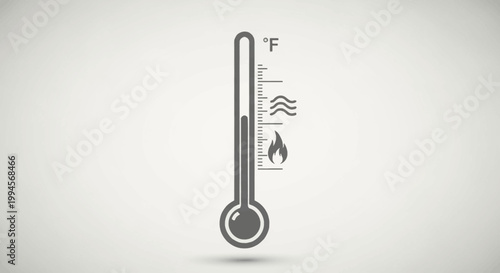 Thermometer illustration displaying temperature levels, heat, and climatic conditions for various