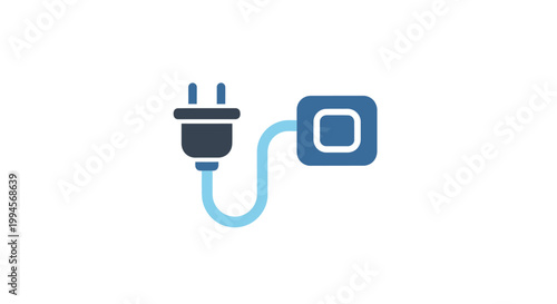 Illustration of a power plug and socket representing energy, technology, and connectivity.