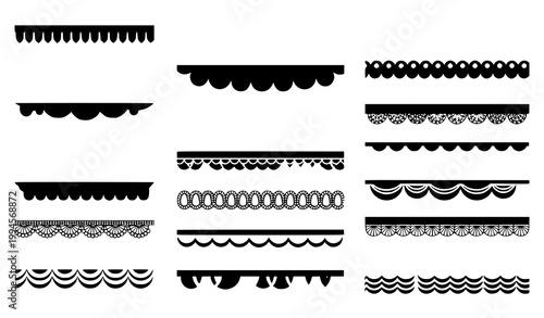 Scalloped border vector set seamless ribbon frame decorative design