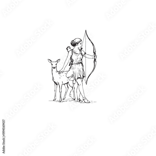 Artemis Hunting Goddess with Bow