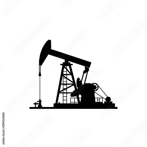 Silhouette of an Oil Pump Jack Extracting Petroleum.
