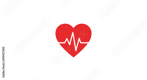 A symbolic illustration of a heartbeat and cardiac rhythm, perfect for medical use