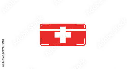 Medical emblem of first aid sign on red box vector illustration graphic isolated