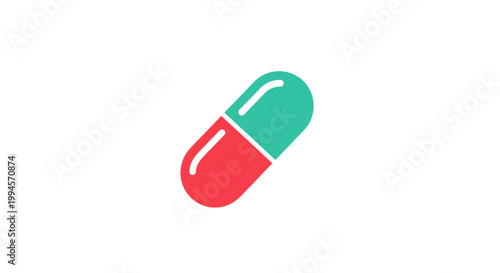 Vibrant and Graphic Representation of a Medical Capsule on a Clean White Background