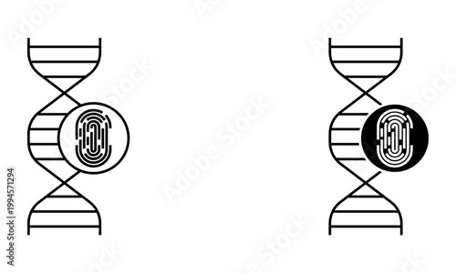 dna helix with fingerprint icon representing genetic identity and forensic science