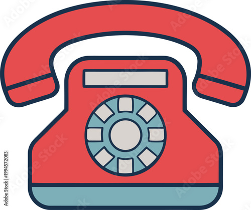 Vintage rotary telephone vector illustration with classic retro design isolated on clean background for communication concept