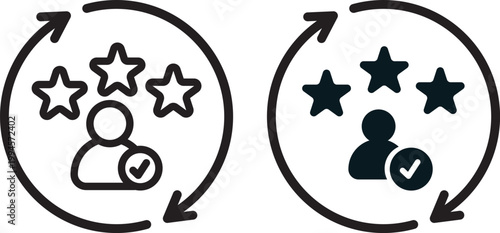 Premium customer satisfaction icon set in multiple styles, featuring professional outline, solid, and flat vector symbols for user experience feedback.