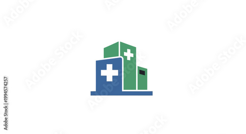 Medical Facility Illustration, a Graphic Depiction of a Hospital Building Design