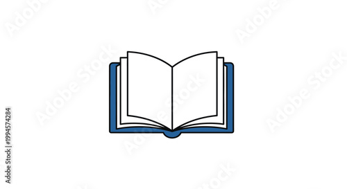 Minimalist Open Book Illustration on White Background for Educational or Literary Themes