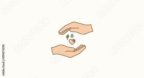 Protecting the heart's essence and the elements with cupped hands in a simple illustration