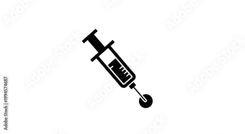 Illustration of a Syringe Icon in Black and White against a Plain White Background