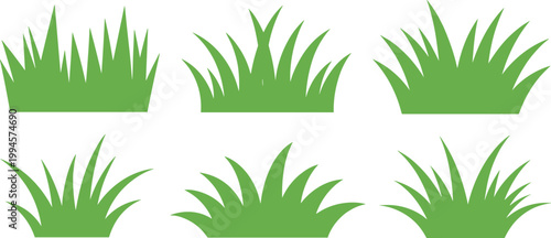 Grass plants set illustration, green lawn foliage nature vector design collection