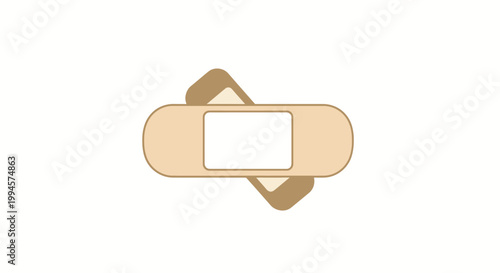 Minimalistic illustration of an adhesive bandage on a white backdrop, simple medical imagery