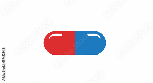 A graphic representation of a pharmaceutical capsule in a two-tone color scheme