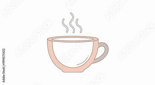 Minimalist illustration of a steaming beverage cup perfect for various design concepts