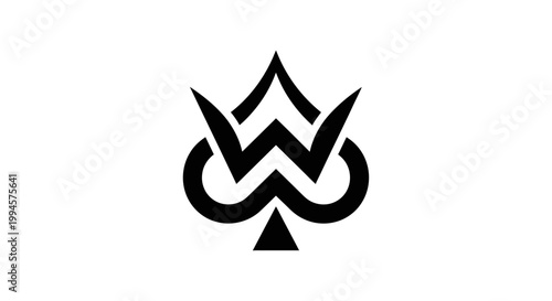 Vászonkép Black minimalist monogram logo combining letter W and spade symbol