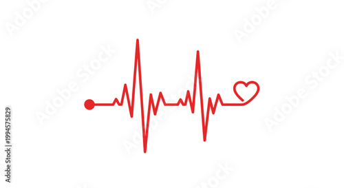 Minimalist red heartbeat graphic representing vital signs and medical health concept