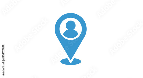 Obraz na plátně Blue person location icon isolated on white background