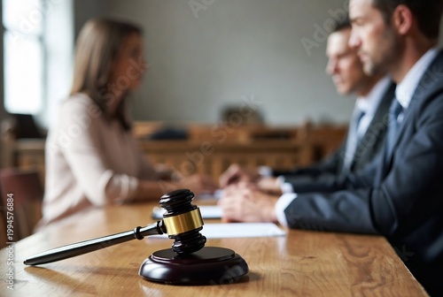 Two lawyers and a client are in court during a legal proceeding.