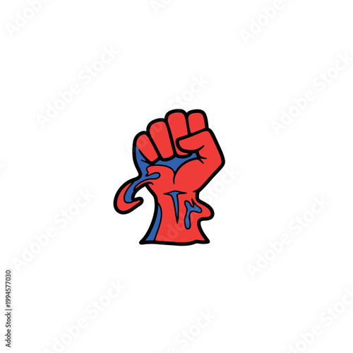 Raised Fist with Blood Dripping Down.