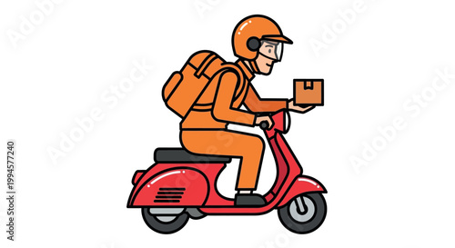 Delivery rider on red scooter.